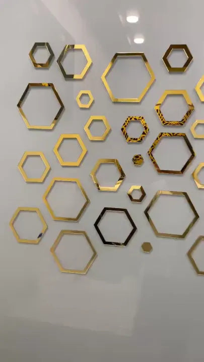 Acrylic Hexagon Rings Wall Decor Stickers