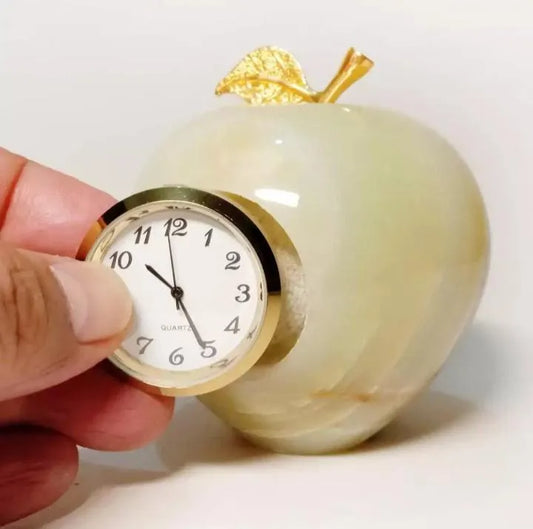 Marble Onyx Desktop Apple shape clock Pakistani souvenirs handcrafted gift item