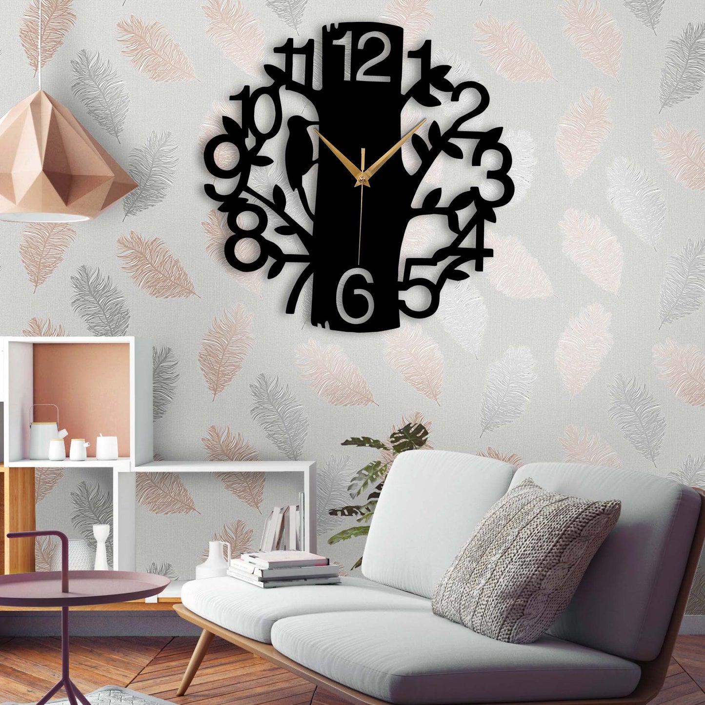 Birds Nest On Tree Wooden Wall Clock