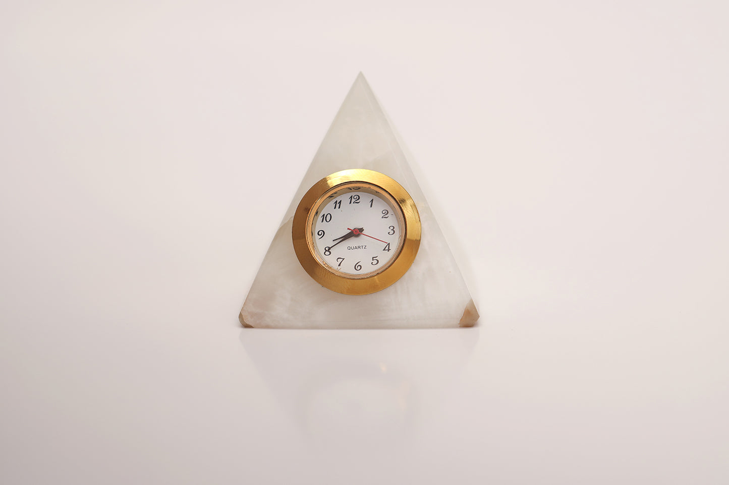 Marble Onyx Desktop Paramid shape clock Pakistani souvenirs handcrafted gift item