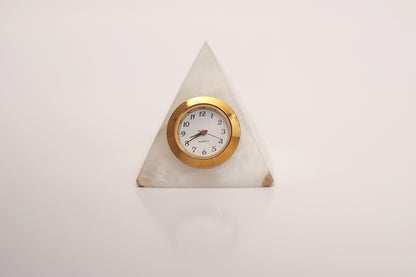 Marble Onyx Desktop Paramid shape clock Pakistani souvenirs handcrafted gift item