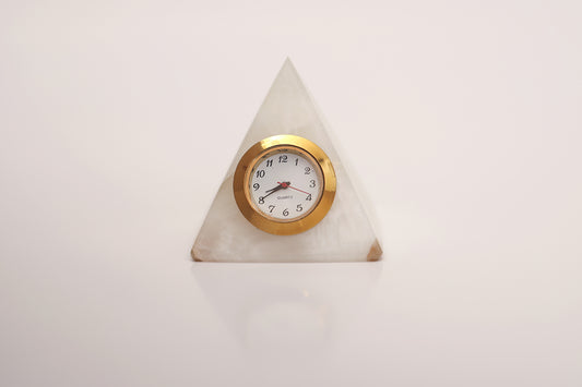 Marble Onyx Desktop Paramid shape clock Pakistani souvenirs handcrafted gift item