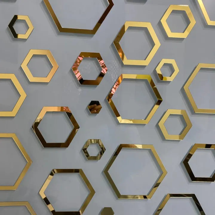 Acrylic Hexagon Rings Wall Decor Stickers