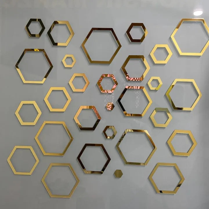 Acrylic Hexagon Rings Wall Decor Stickers