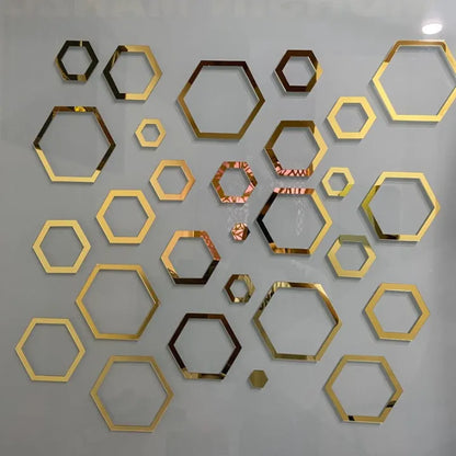 Acrylic Hexagon Rings Wall Decor Stickers
