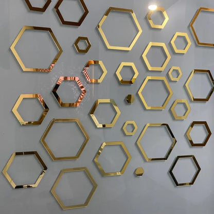 Acrylic Hexagon Rings Wall Decor Stickers