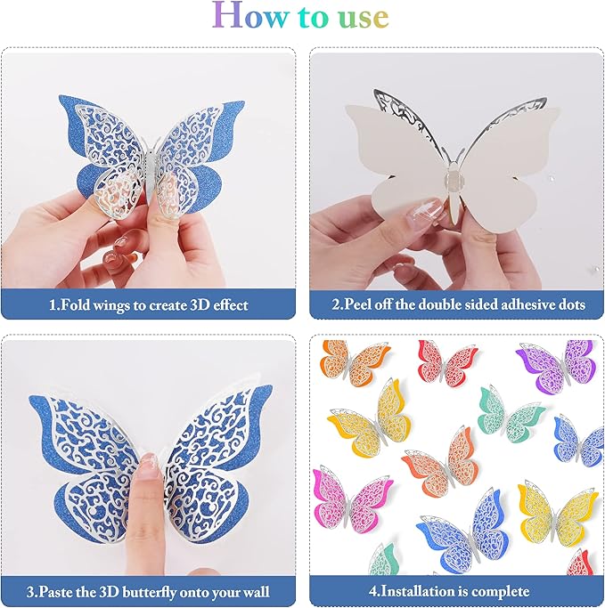 New Double-layer Multicolor Hollow Butterfly