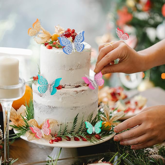 New Double-layer Multicolor Hollow Butterfly