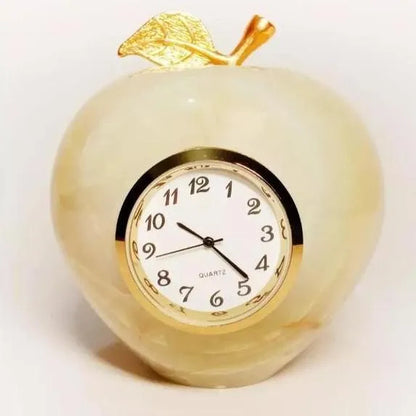 Marble Onyx Desktop Apple shape clock Pakistani souvenirs handcrafted gift item