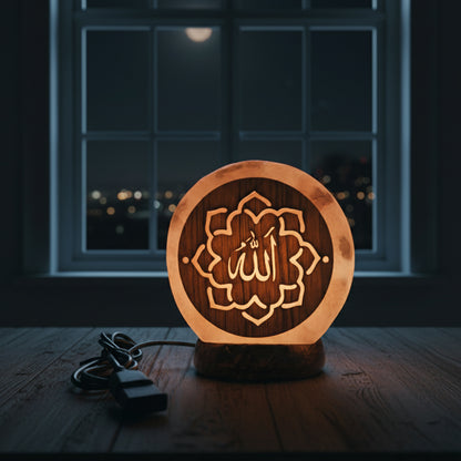 Allah name pink salt Lamp for Home Decoration