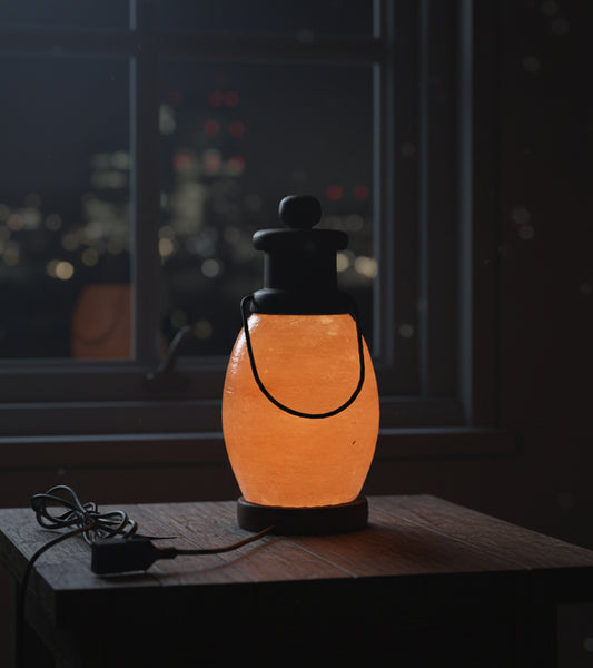 Lantern shape made of Himalyian salt lamp