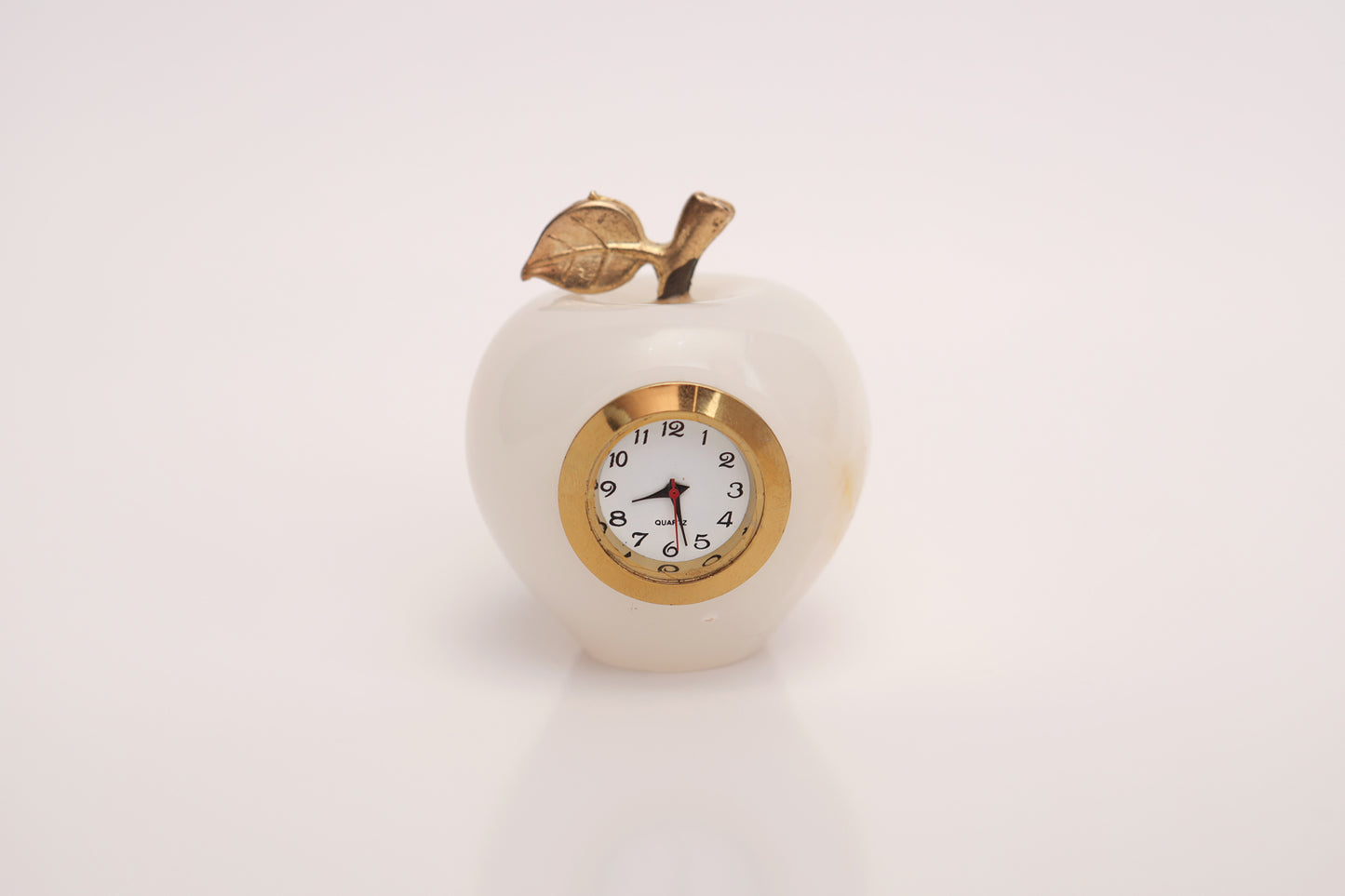 Marble Onyx Desktop Apple shape clock Pakistani souvenirs handcrafted gift item