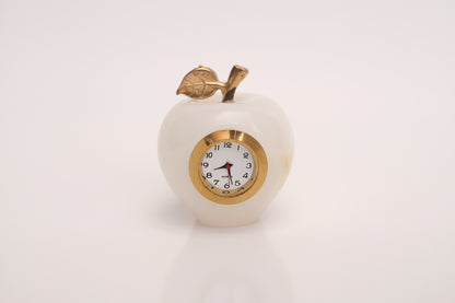 Marble Onyx Desktop Apple shape clock Pakistani souvenirs handcrafted gift item