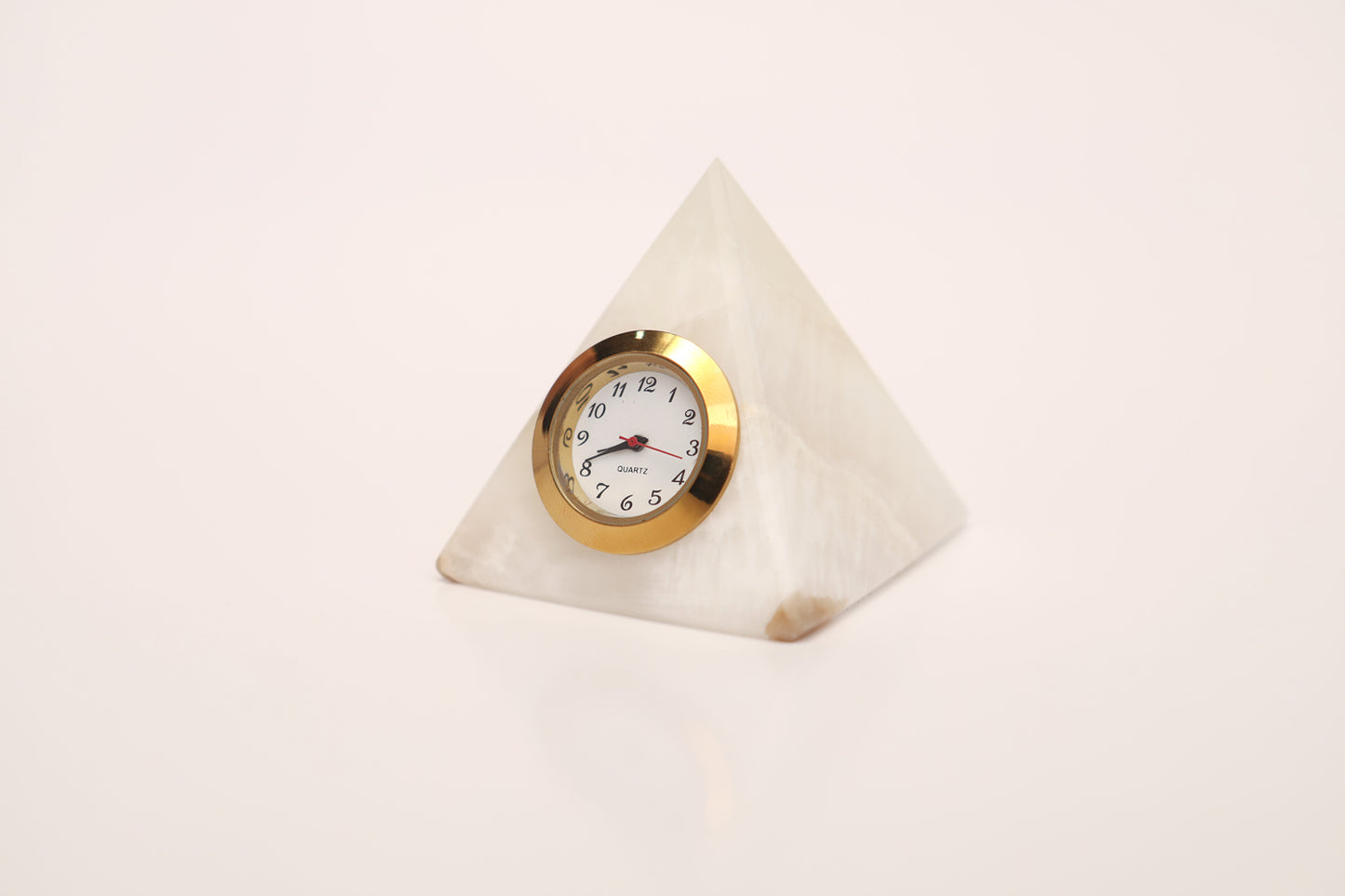 Marble Onyx Desktop Paramid shape clock Pakistani souvenirs handcrafted gift item