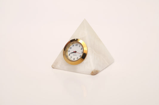 Marble Onyx Desktop Paramid shape clock Pakistani souvenirs handcrafted gift item