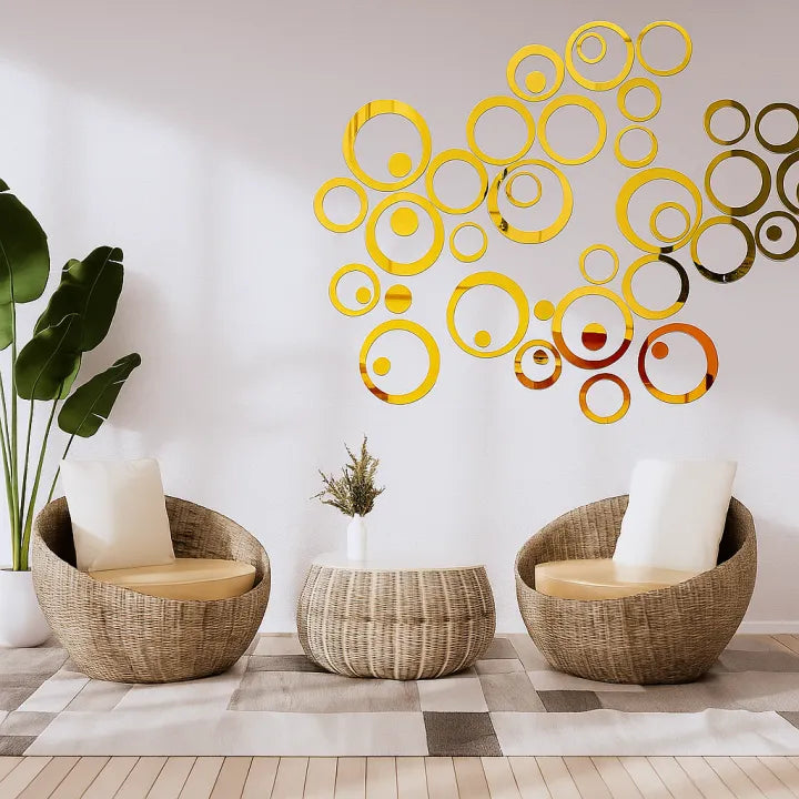 3D Acrylic Circle Wall Mirrors – Self Adhesive Modern Wall Decor for Home & Office