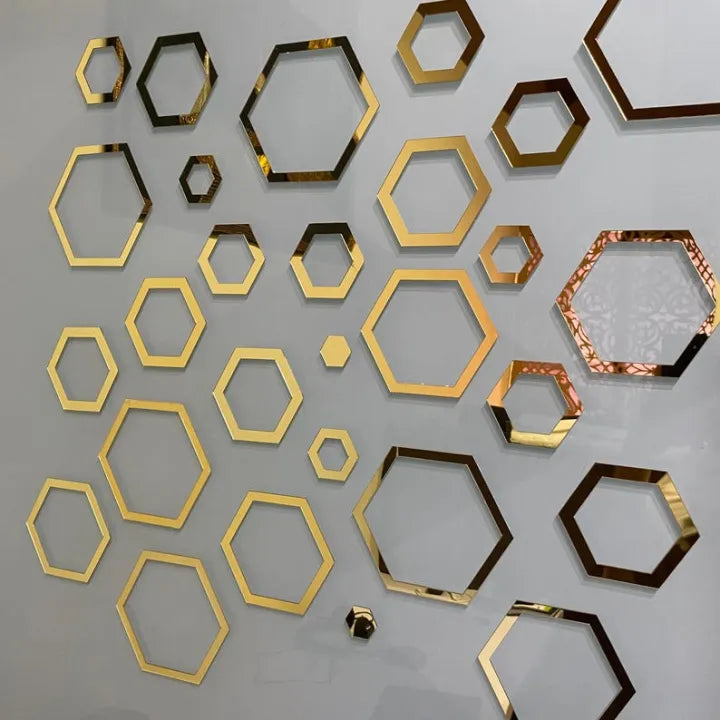 Acrylic Hexagon Rings Wall Decor Stickers