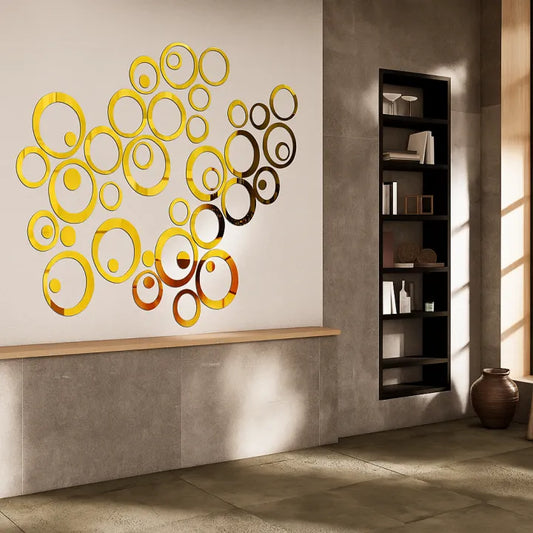 3D Acrylic Circle Wall Mirrors – Self Adhesive Modern Wall Decor for Home & Office