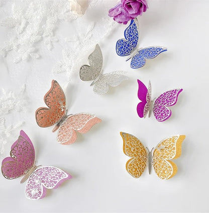 New Double-layer Multicolor Hollow Butterfly