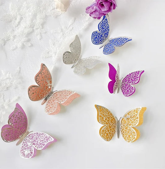 New Double-layer Multicolor Hollow Butterfly