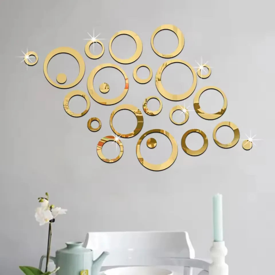 3D Acrylic Circle Wall Mirrors – Self Adhesive Modern Wall Decor for Home & Office