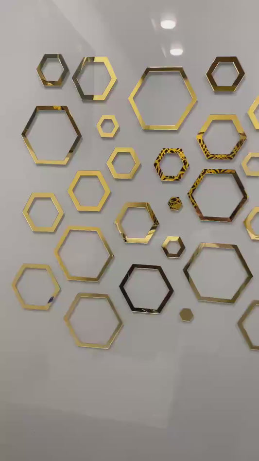 Acrylic Hexagon Rings Wall Decor Stickers