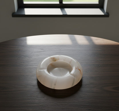 Elegant Onyx Marble Ashtray with Unique Veining – Luxury Home Decor for Smokers